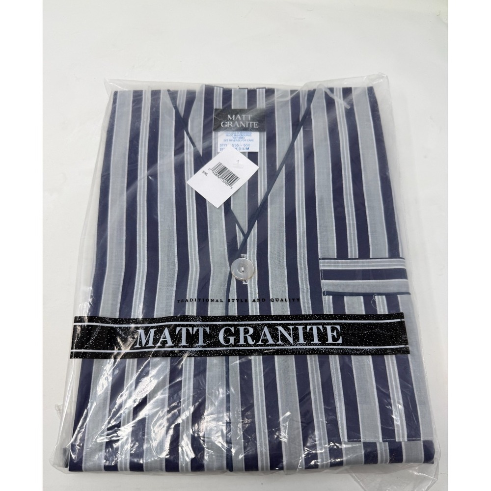 Vtg Matt Granite Pajama Set Mens Medium Striped Short Sleeve NIP 555-650
